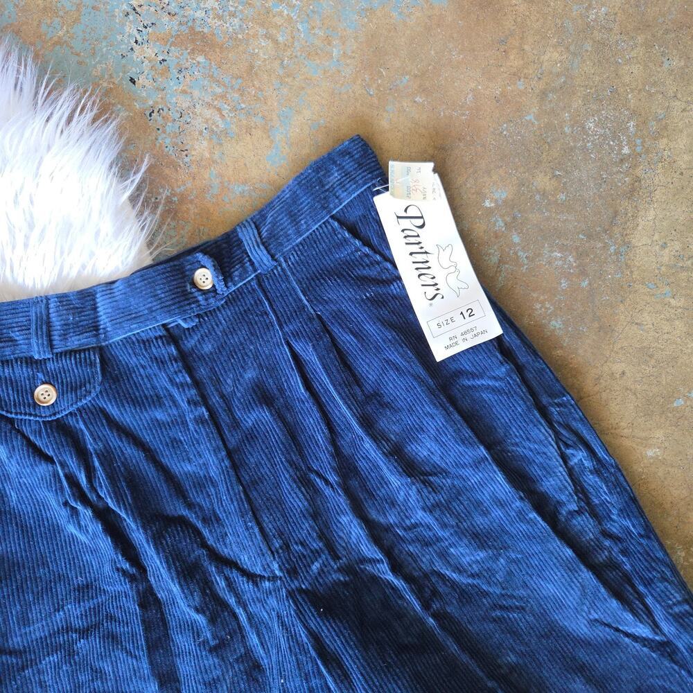 Vintage 80's High Rise Corduroy Shorts Size S M Blue NWT Deadstock Academia - Picture 3 of 7